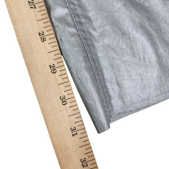 OAT New York Pants‎ Womens 4 27 Silver High Rise Wide Leg Metallic Coated Denim - Picture 6 of 12